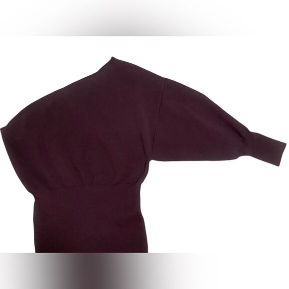 EXPRESS Deep Plum One Sleeve Fitted Above The Knee Dress - Picture 5 of 10